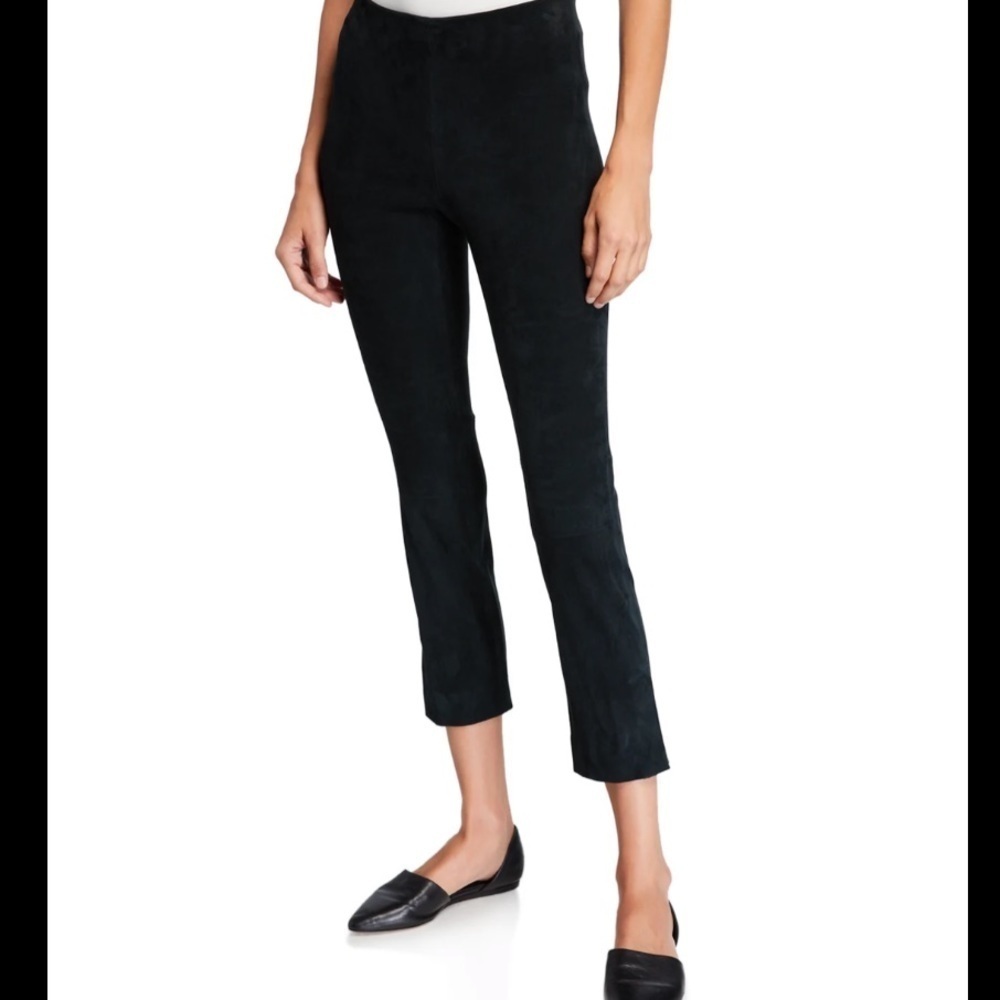 Vince Pull On Stretch Suede Pants Black Size L
